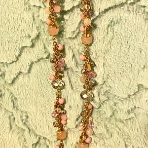 Fancy and Fun Gold Beaded and Bedazzled Costume Jewelry Long Necklace